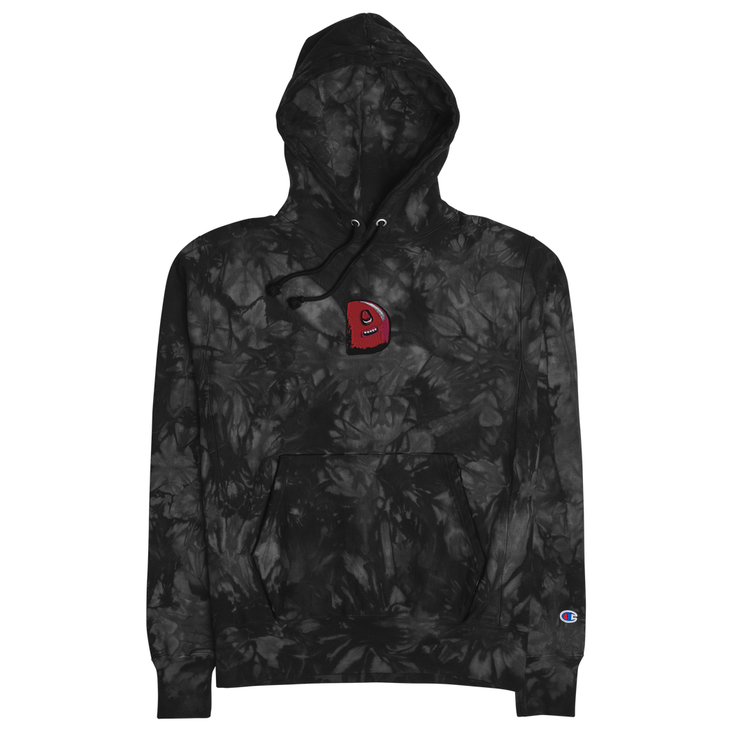 3D Monster embroidered Champion tie dye hoodie - Dazed Not Confused