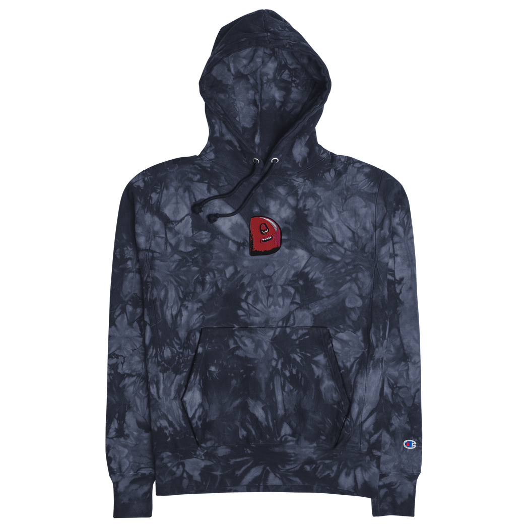 3D Monster embroidered Champion tie dye hoodie - Dazed Not Confused