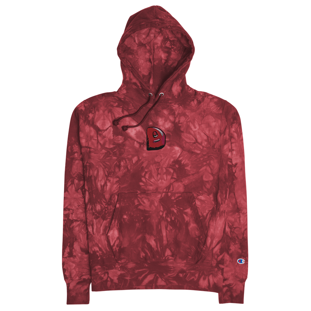 3D Monster embroidered Champion tie dye hoodie