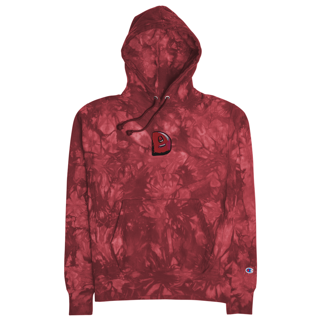 3D Monster embroidered Champion tie dye hoodie - Dazed Not Confused